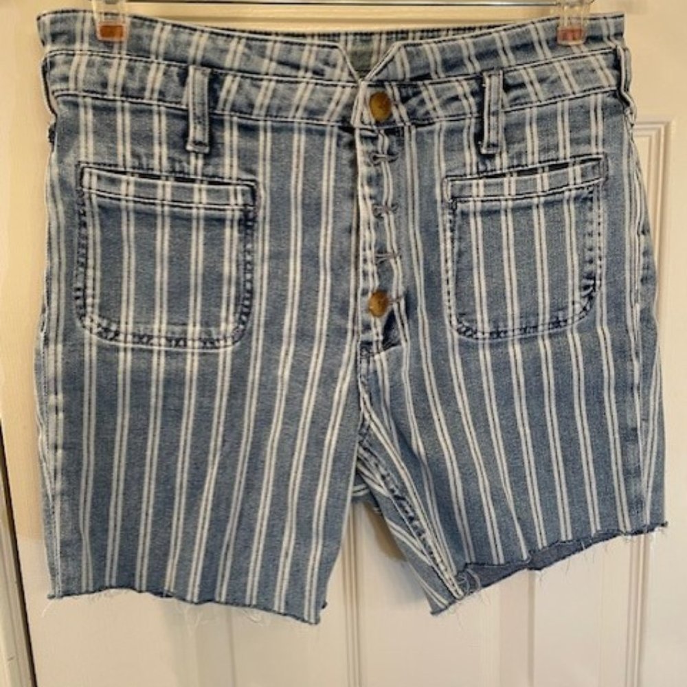 Antrhopologie Pilcro and the Letterpress striped denim shorts